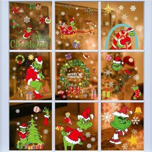 Christmas Window Stickers, 8 Sheets 116pcs Merry Christmas Window Clings Sticker